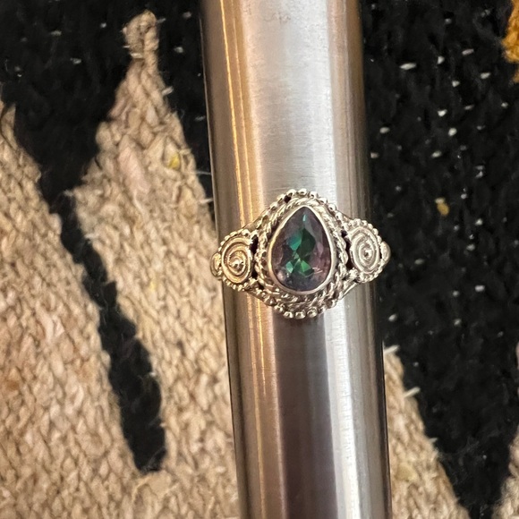 ❤️ Mystic Topaz Teardrop Sterling Silver Bohemian Ring Size 6 - Picture 16 of 16